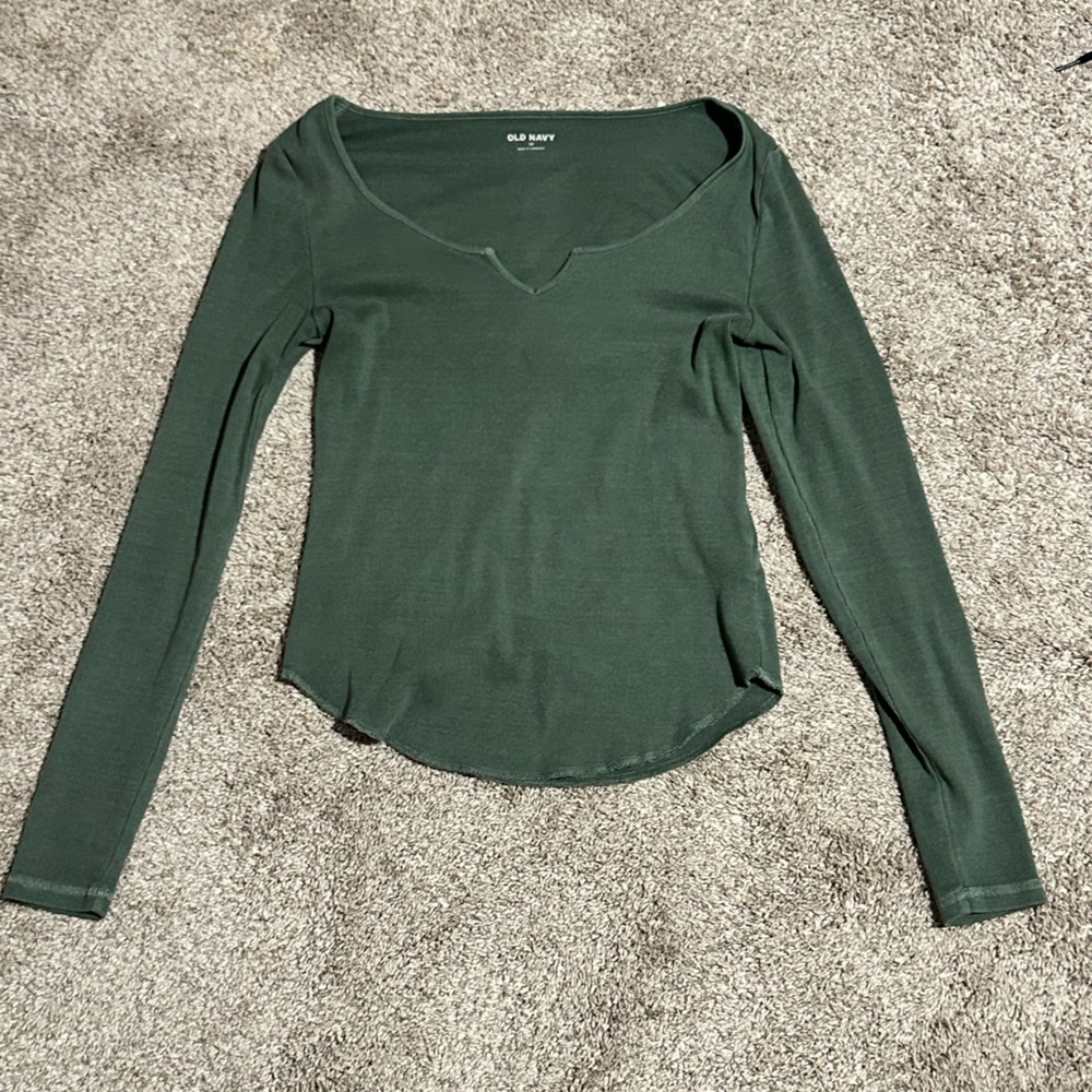 Green Old Navy notch longsleeve XS